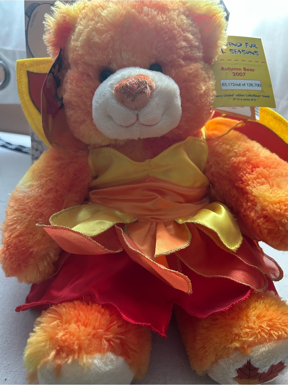 Build-A-Bear Orange and Yellow Autumn Bear Plush